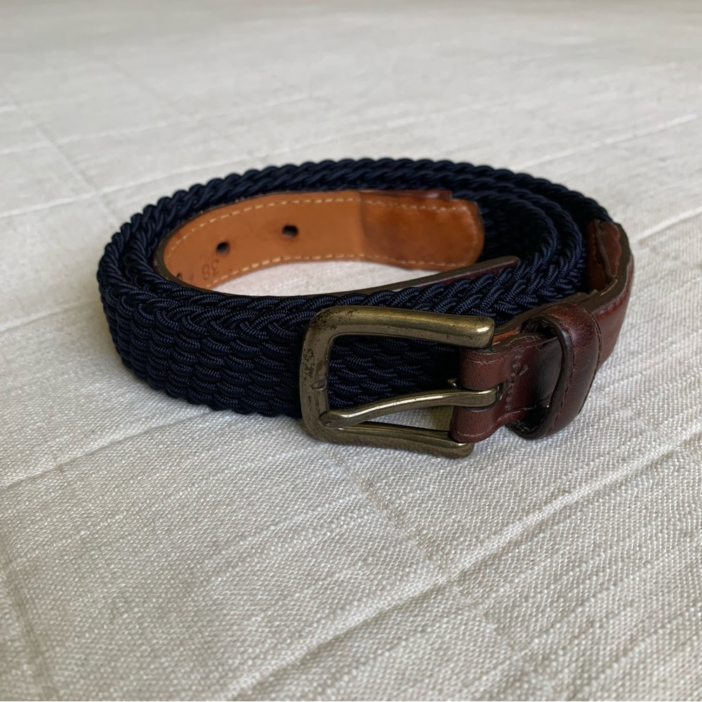 Orvis Navy Braided Men's Belt Leather‎ & Brass Size 38